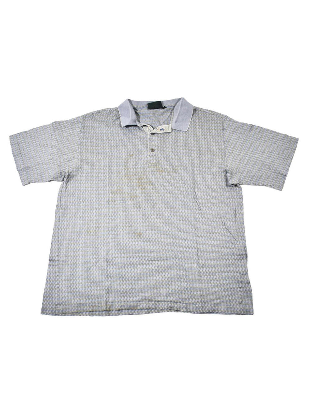 Vintage Bobby Jones 90s Pattern Gray Print Golf Course Polo Size X-Large
